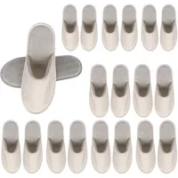 Gästehausschuhe Set, 10 Paar Spa Hausschuhe, Hotelslipper, Gästepantoffeln, 7mm Badeslipper Frottierslipper, Rutschfeste Sohle Spa-Hausschuhe für Drinnen und Draußen, für Haus, Schlafzimmer, Hotel - Large