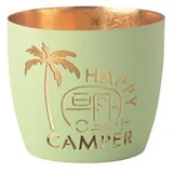 Giftcompany Windlicht Madras Happy Camper Eisen Höhe 8,5 cm pastellgrün Gold