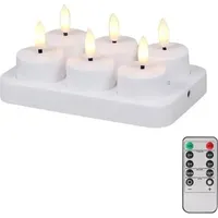 Set Mit 6 Wiederaufladbaren Led-teelichtern Mit Flackernder Flamme, Ladestation Und Fernbedienung