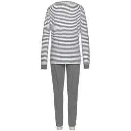 s.Oliver Damen Pyjama grau-meliert-ecru-gestreift Gr.36/38