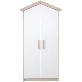 roba Kinderkleiderschrank Cabane 96 x 190 x 50 cm Eiche massiv weiß