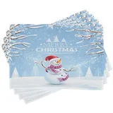 ABAKUHAUS Weihnachten Platzmatten, Snowy-Winter-Noel, Waschbare Stoff Esszimmer Küche Tischdekorations Digitaldruck, Hellblau Weiß