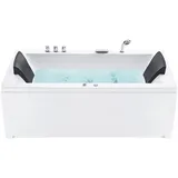 Beliani Badewanne Weiß 183 x 90 cm mit Massagefunktion Sanitäracryl Linksseitig Modern