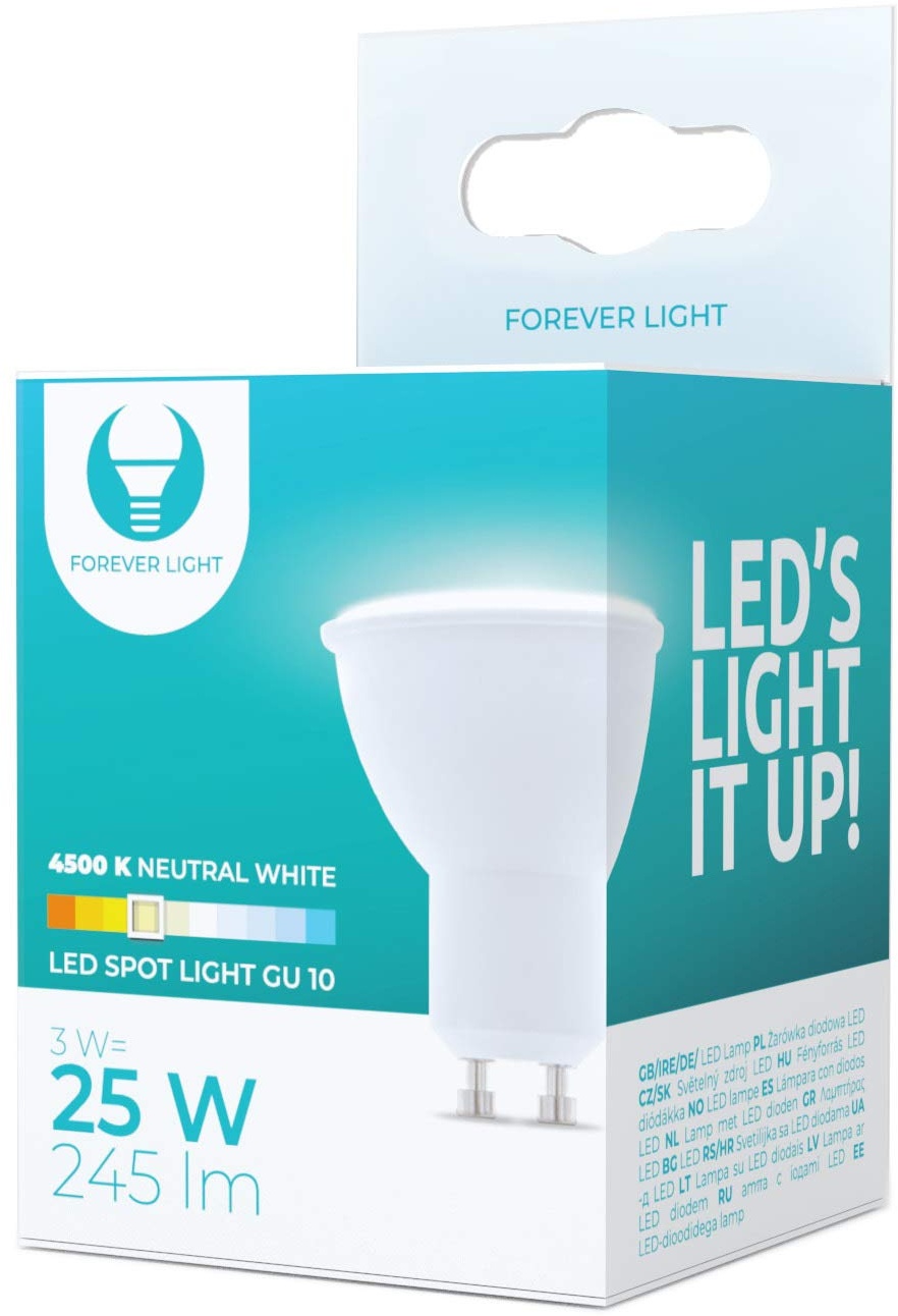 FOREVER 6 Stück Light GU10 LED Lampe, Spot 3W (ersetzt 25), 4500K Neutralweiß, LED Leuchtmittel 250 Lumen