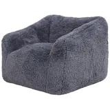 I.C.O.N. Icon Aspen Sitzsack Sessel, Dunkelgrau, Kunstfell Stoff, Riesen Sitzsack für Erwachsene mit Füllung, Bequemer Sessel, Wohnzimmer, Schlafzimmer