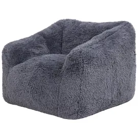 I.C.O.N. Icon Aspen Sitzsack Sessel, Dunkelgrau, Kunstfell Stoff, Riesen Sitzsack für Erwachsene mit Füllung, Bequemer Sessel, Wohnzimmer, Schlafzimmer