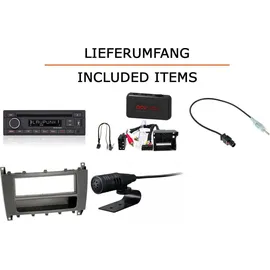 JUST SOUND best choice for caraudio Autoradio Blaupunkt Milano 200 BT passend für Mercedes CLK W209 + Harman Kardon System Schwarz | Bluetooth USB