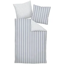 JANINE Interlock-Jersey Gestreift Grau 135 x 200 cm + 80 x 80 cm