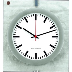 PEWETA Funkwanduhr Bahnhof Ø 30 cm silber