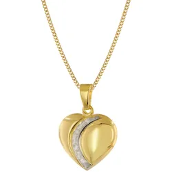 trendor 68202 Damen Herz-Anhänger Gold 333 Bicolor mit vergoldeter Silberkette, 45 cm
