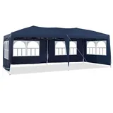 ZBAOLTO 3x6 Pavillon Faltpavillon, Gartenlauben Partyzelt mit UV-Schutz, Wasserdicht Stabil mit 6 Seitenteilen, Gartenpavillon für Hochzeiten Pavillon für Garten, Party, Festival (Blau)