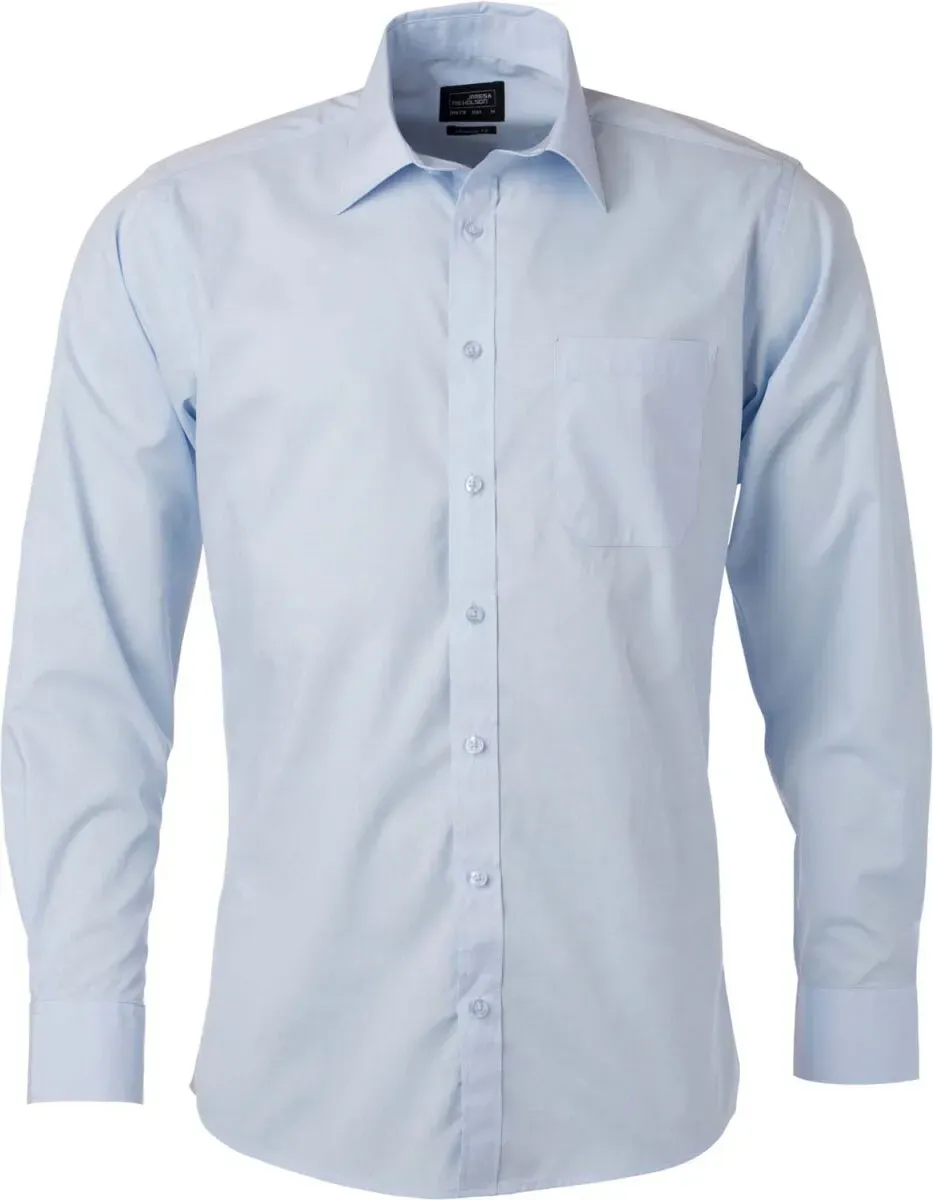 James & Nicholson Herren Popeline Hemd langarm JN678 light blue S