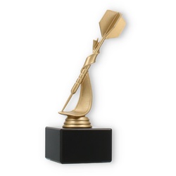 Pokal Kunststofffigur Dartpfeil goldmetallic auf schwarzem Marmorsockel 19,0cm