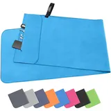 Pameil Microfaser Handtücher |120x50cm| Fitness Handtuch mit Reißverschluss, Kompakte & Schnelltrocknend Sporthandtuch, Strandhandtuch, Mikrofaser Badetuch (Blau)