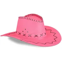 Relaxdays Cowboyhut pink/schwarz One Size