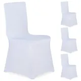 Relaxdays Stuhlhussen, 4er Set, weiß