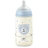 Suavinex Suavinex, Babyflasche 270 ml mit SX Pro Physiologischem Silikon-Sauger, Antikolik-Flasche mit mittlerem Fluss (M), für Milch, Säfte oder Wasser, Babys ab 3 Monaten, Wild&Free Blau
