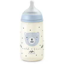Suavinex Suavinex, Babyflasche 270 ml mit SX Pro Physiologischem Silikon-Sauger, Antikolik-Flasche mit mittlerem Fluss (M), für Milch, Säfte oder Wasser, Babys ab 3 Monaten, Wild&Free Blau