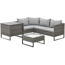 Svita Kansas Rattanlounge Gartenmöbel Set Gartensofa Polyrattan Grau