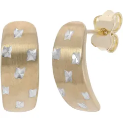 Paar Ohrstecker VIVANCE "bicolor", gelb (gelbgold 375), Ohrringe, Damen, Gelbgold 375, rhodiniert und diamantiert