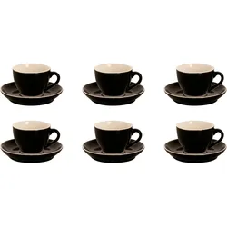 palmer colors Kaffeetassen - 6er-Set, Porzellan, schwarz, 18 cl – 14 cm moderne, kompakte Form, für Kaffee, Cappuccino, Tee und Kaffee