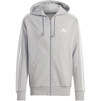 Adidas Essentials French Terry 3-Streifen Kapuzenjacke Medium Grey Heather / White XS