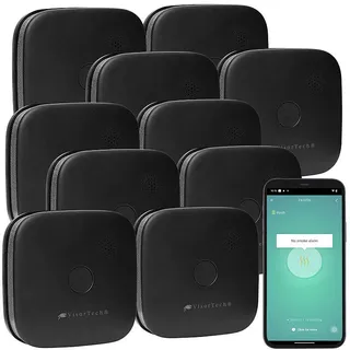 VisorTech 10er-Set kompakte WLAN-Design-Rauchwarnmelder, weltweite App, schwarz