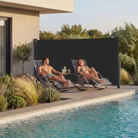 Tectake Aluminium Seitenmarkise 300 x 160 cm schwarz