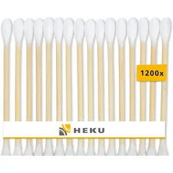 HEKU 1200 Stück Bambus-Wattestäbchen - Nachhaltige Ohrenreiniger, kompostierbar, plastikfrei & biologisch abbaubar - Für Körperpflege & Kosmetik