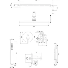 Omnires Y Duschsystem Einhebelmischer messing gebürstet SYSY35BSB