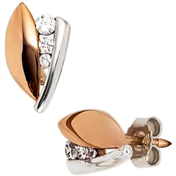 Paar Ohrstecker JOBO, rosa (roségold 375), Ohrringe, Damen, Roségold 375-Weißgold 375, Rosu00e9gold 375, Weißgold 375, 375 Gold bicolor mit 6 Zirkonia