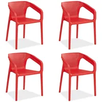 Homestyle4u Gartenstuhl 4er Set, in Rot 2686,