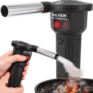 Grillanzünder Blasgerät Elektrische Grillfön Feuerstarter batteriebetrieben für Grill Kamin Ofen Lagerfeuer 17x13 cm