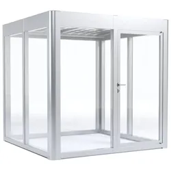 SunElements Design Gewächshaus SunGarden Energy mit Photovoltaikdach 2.2 ALU Natur, Wände: 6mm Acrylglas klar, Dach: Doppelglasmodule 40 % Transparenz