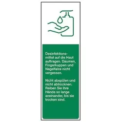 Schild "Desinfektionsmittel auftragen", Folie 50 x 150 mm