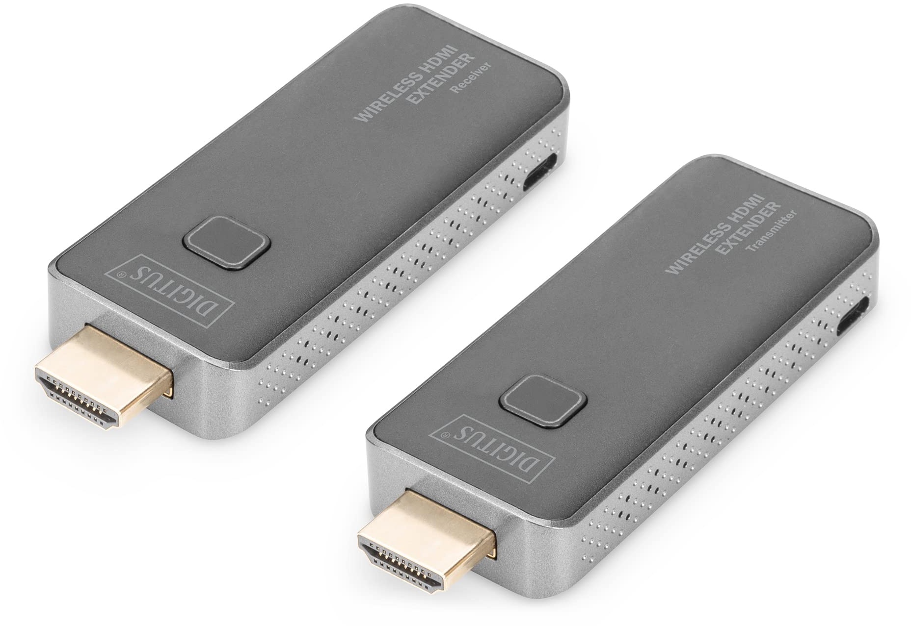 DIGITUS Wireless HDMI-Extender - 50 m Reichweite - Full-HD 1080p 60 Hz - Punkt-zu-Punkt - Plug&Play - Schwarz-Silber, DS-55318