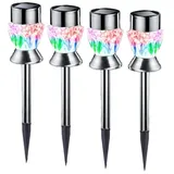 seasonals LED Solarleuchte 1027 LED Solarstäbe "Gem" RGB Farbw 4er Set silber