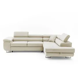 muffo Ecksofa WILD L Rechts mit Schlaffunktion 127x195 Velours Beige - Beige
