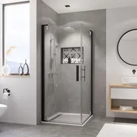 Breuer Eckeinstieg Drehtür Breuer Europa Design 80x80 cm Klarglas Profilfarbe schwarz