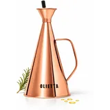 Olietta Ölflasche Tropf- und auslaufsichere aus Kupfer Edelstahl 750 ml Olivenöl flasche mit Ausgießer zum Ausgießen und Träufeln von Olivenöl - Leicht zu reinigender Öspender & Ölkanne