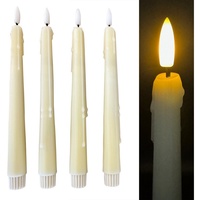 Online-Fuchs LED-Kerze 4 LED Stabkerzen im Set mit Wachstropfen aus Echtwachs - (Fernbedienung und Timerfunktion -, Creme, Weiß, Rosa, Salbei Grün), 198 beige