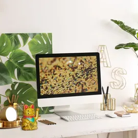 Relaxdays Maneki Neko Winkekatze 16 cm Gold