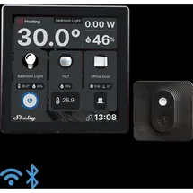 Shelly Wall Display Black + BLU H&T Black, Smart Home Hub, Schwarz