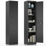 Spind Schrank, Mehrzweckschrank, Stahlschrank 40 cm breit, Aktenschrank Abschließbar mit 1 Tür & 4 Einlegeböden, Büroschrank für Ecke, Badezimmer, Küche, 180x40x35cm Schwarz