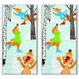 20 Taschentücher (2x 10) Taschentücher Füchse auf Schlittschuhe/Winter / Weihnachten