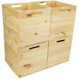 Kistenkolli Altes Land - 4 Stück Weinkiste Natur passend für Ikea Kallax und Expeditregale Holzkiste Regalkiste Obstkiste