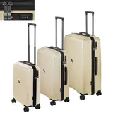 Reisekoffer mit 4 Rollen Koffer Set Trolley Taupe Beige Hartschalen 3tlg. TSA