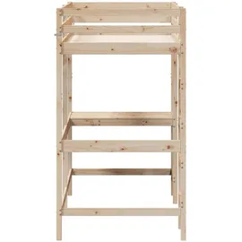 vidaXL Hochbett mit Schreibtisch 90 x 200 cm Kiefer massiv braun