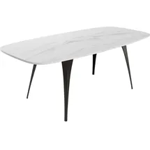 Mirjan24 Esstisch, Weiß Hochglanz, Holzwerkstoff, Oval,Oval, 160x76x90 cm, Esszimmer, Tische, Esstische