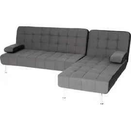 Mendler Schlafsofa HWC-K22, Couch Ecksofa Sofa, Liegefläche links/rechts Schlaffunktion 236cm Stoff/Textil dunkelgrau, schwarz - Grau